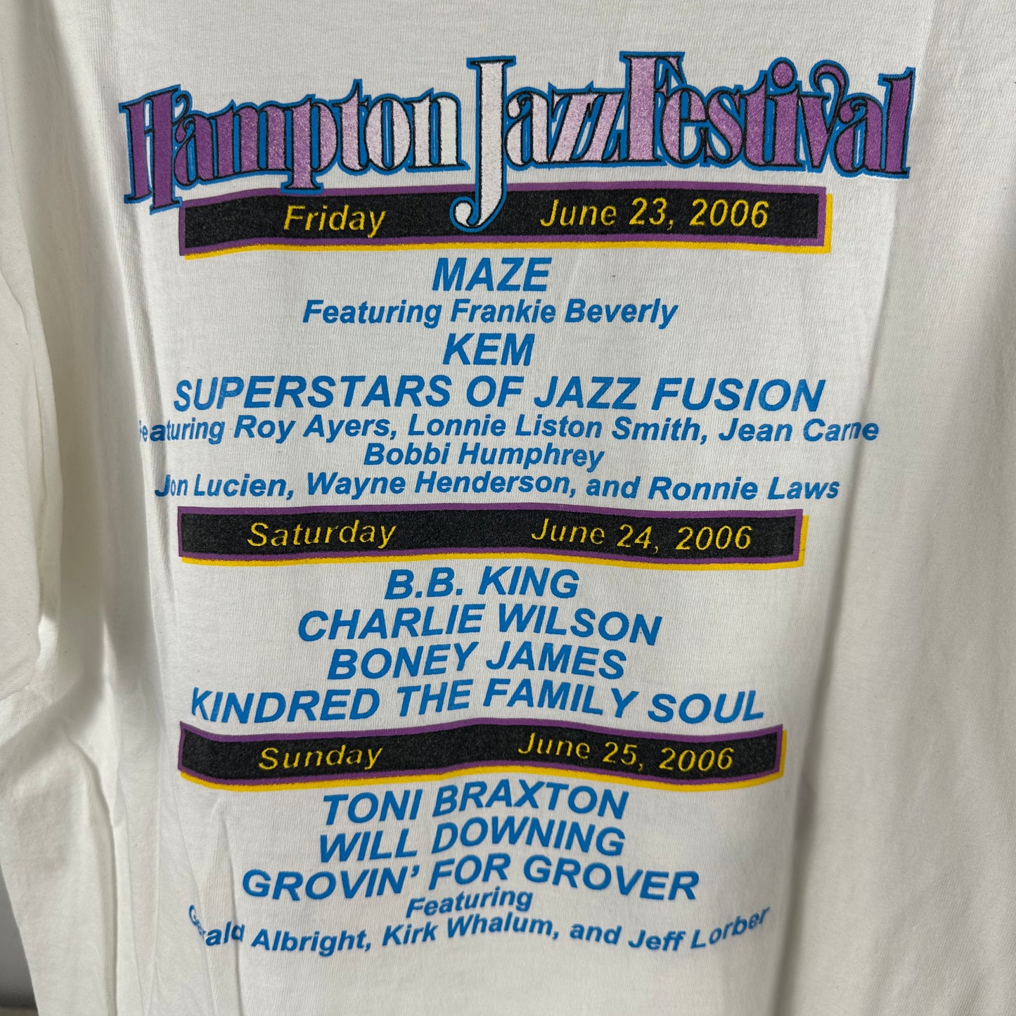 Vintage 2006 Hampton Jazz Festival BB King Charlie Wilson Maze T-shirt