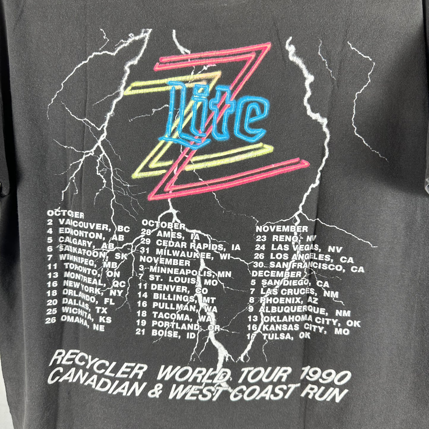 Vintage 1990 ZZ Top Recycler Tour Concert Rock Band Single Stitch T-shirt