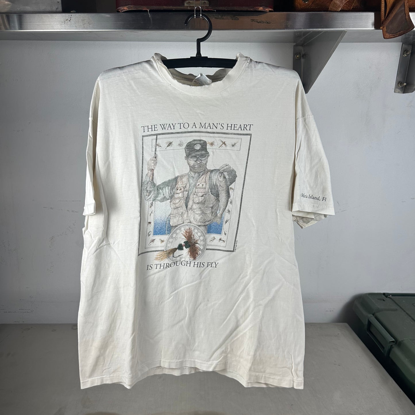 Vintage 1993 Peggy Murray The Way to a Man's Heart is Through His Fly Fishing T-shirt