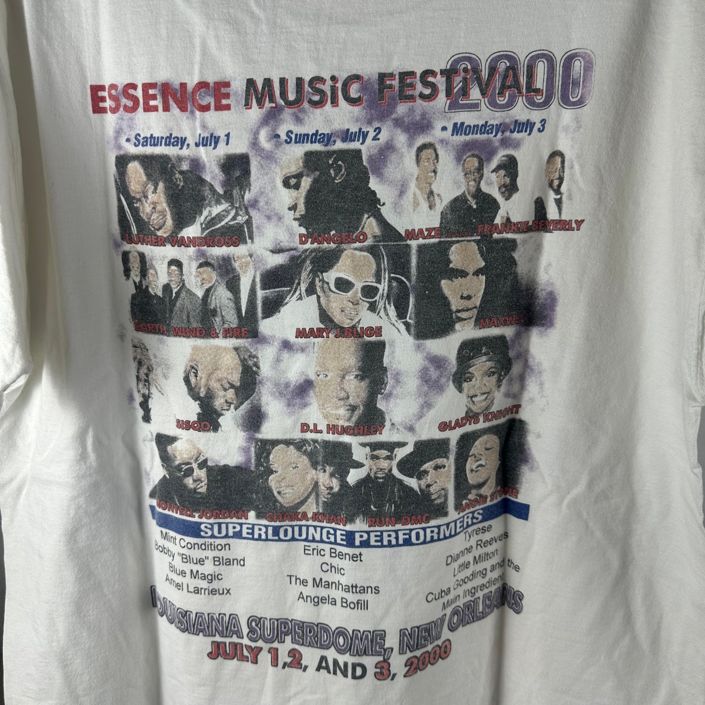 Vintage 2000 D' Angelo Luther Vandross Run-DMC Essence Music Festival T-shirt