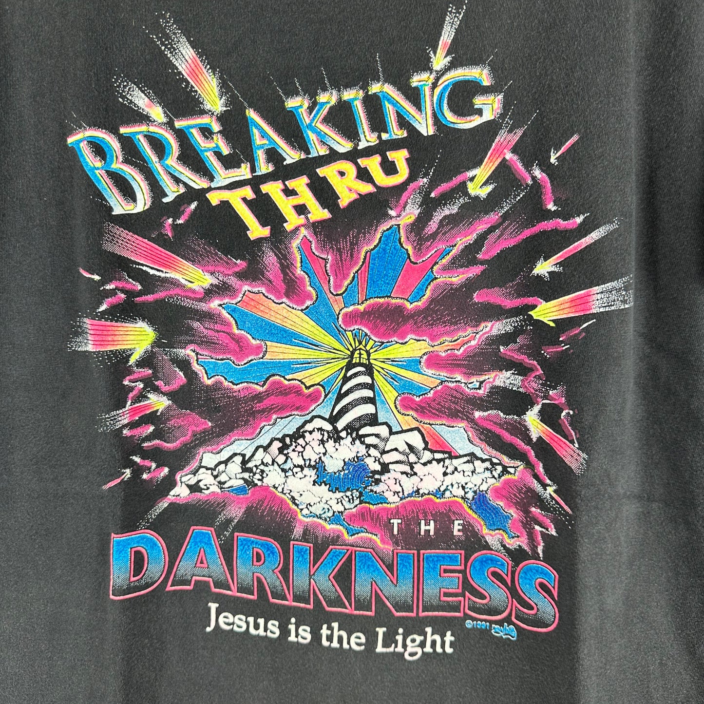 Vintage 1991 Breaking Thru the Darkness Jesus is the Light Single Stitch T-shirt