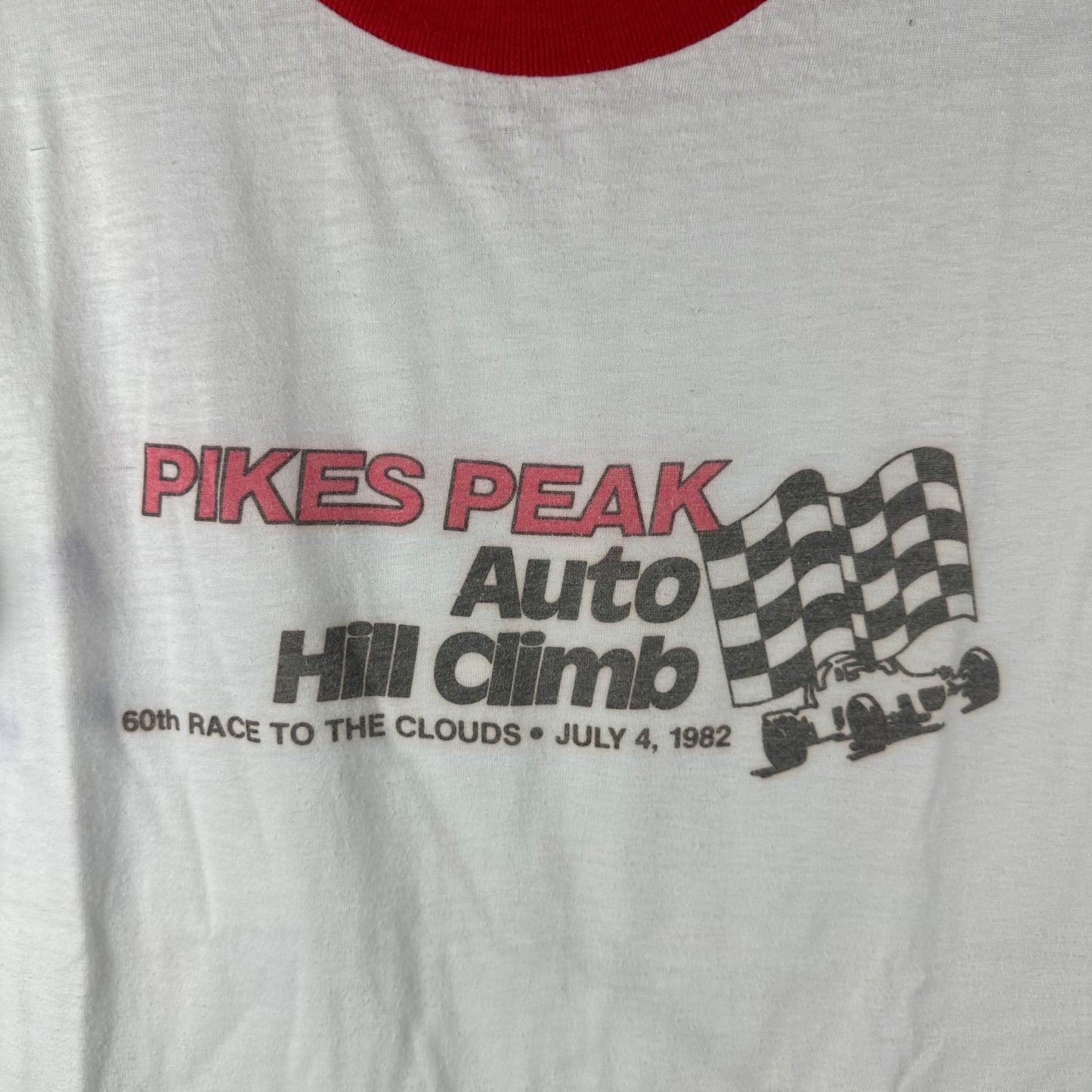 Vintage 1982 Pikes Peak Auto Hill Climb Racing Single Stitch Ringer T-shirt