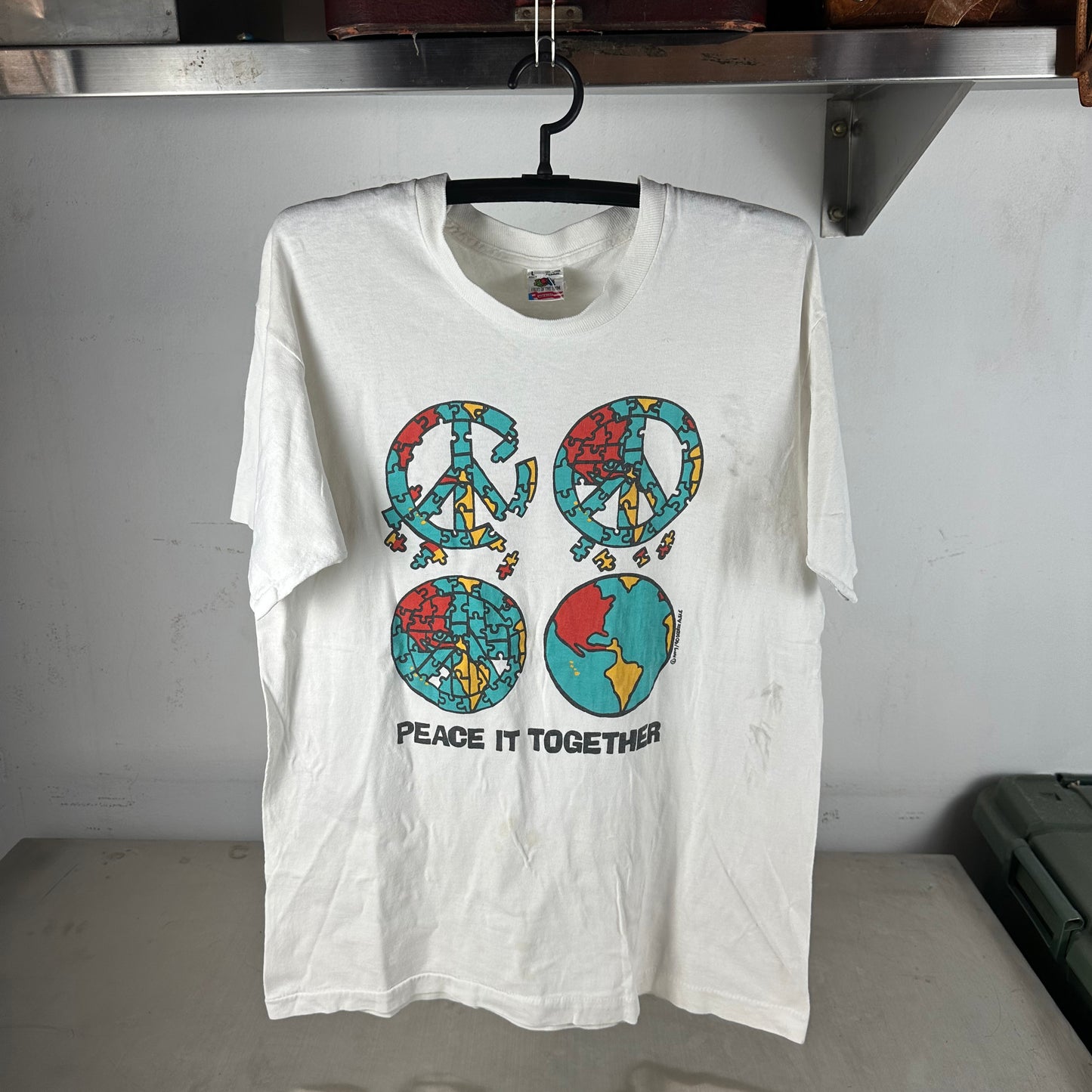 Vintage 1990 Peace It Together World Peace Artwork Single Stitch T-shirt