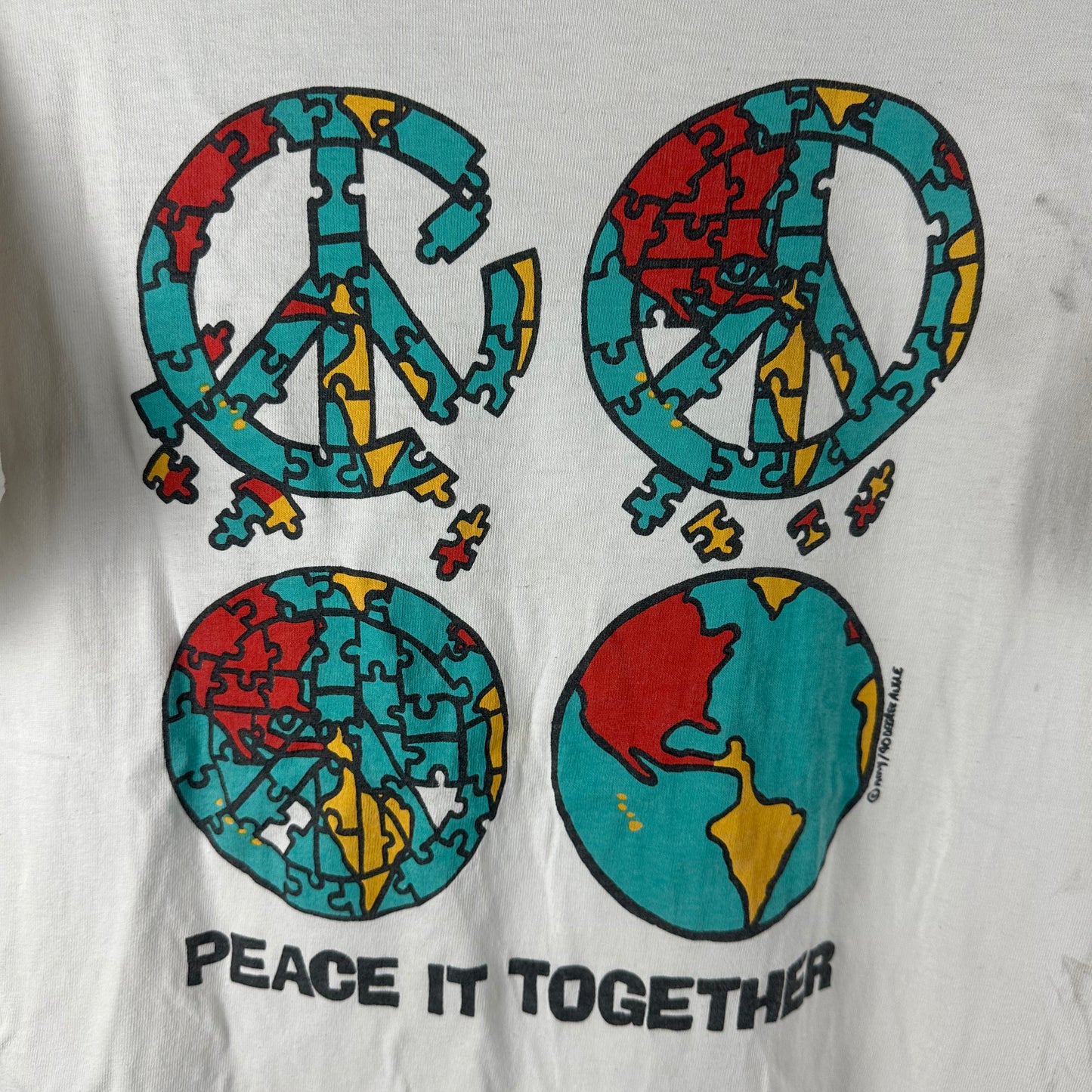 Vintage 1990 Peace It Together World Peace Artwork Single Stitch T-shirt