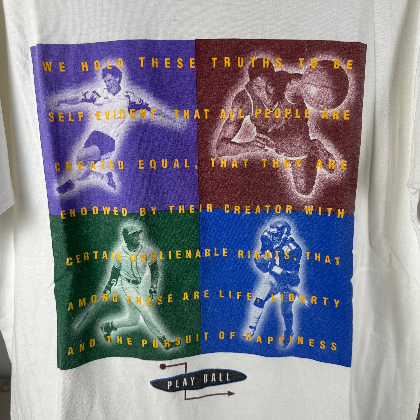 Vintage 90s Nike Play Ball Know Your Rights Life Liberty Happiness Single Stitch T-shirt