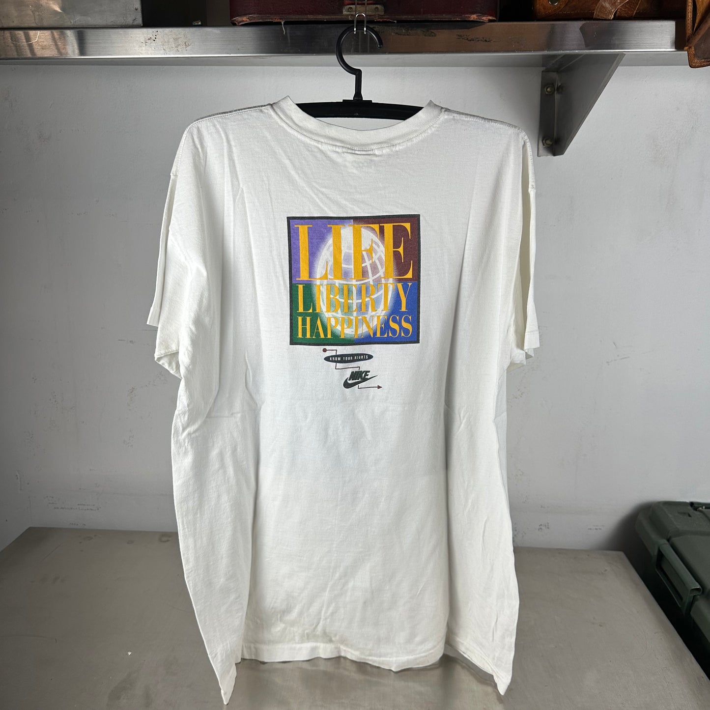 Vintage 90s Nike Play Ball Know Your Rights Life Liberty Happiness Single Stitch T-shirt