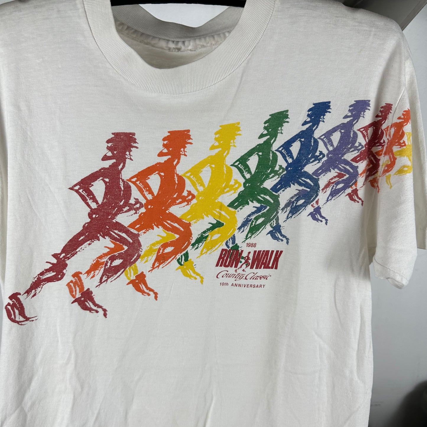 Vintage 1988 Run Walk County Classic Running Graphic Single Stitch T-shirt