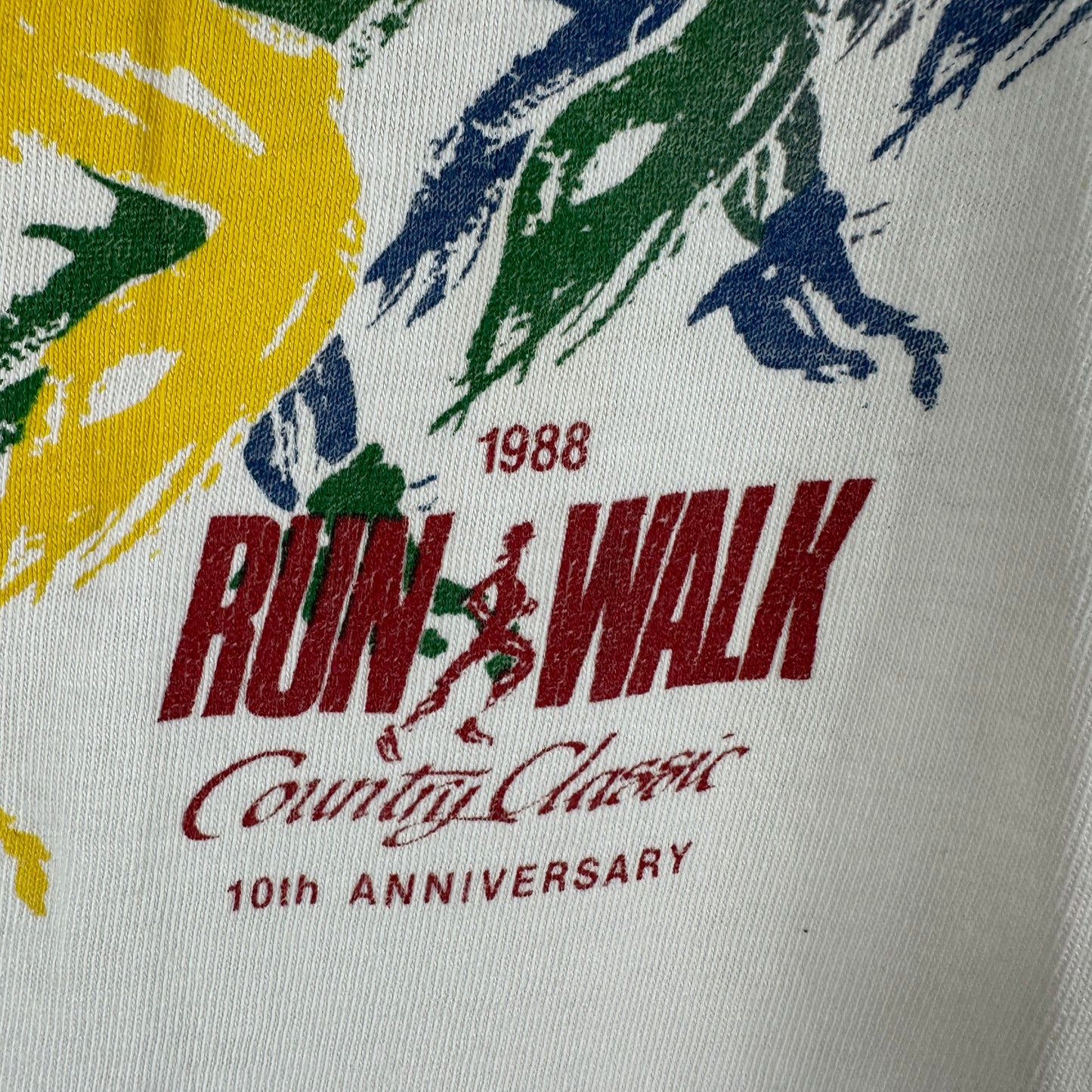 Vintage 1988 Run Walk County Classic Running Graphic Single Stitch T-shirt