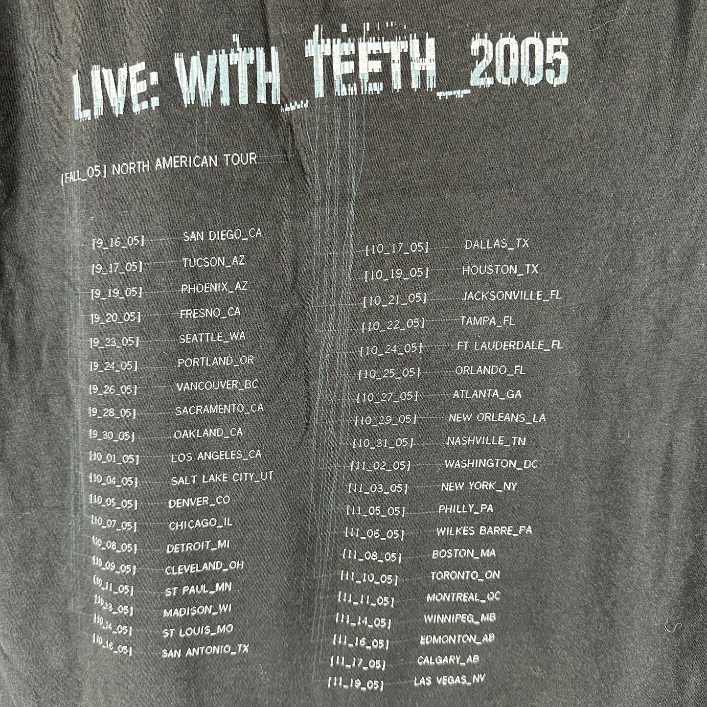 Vintage 2005 Nine Inch Nails Live With Teeth Tour Concert T-shirt