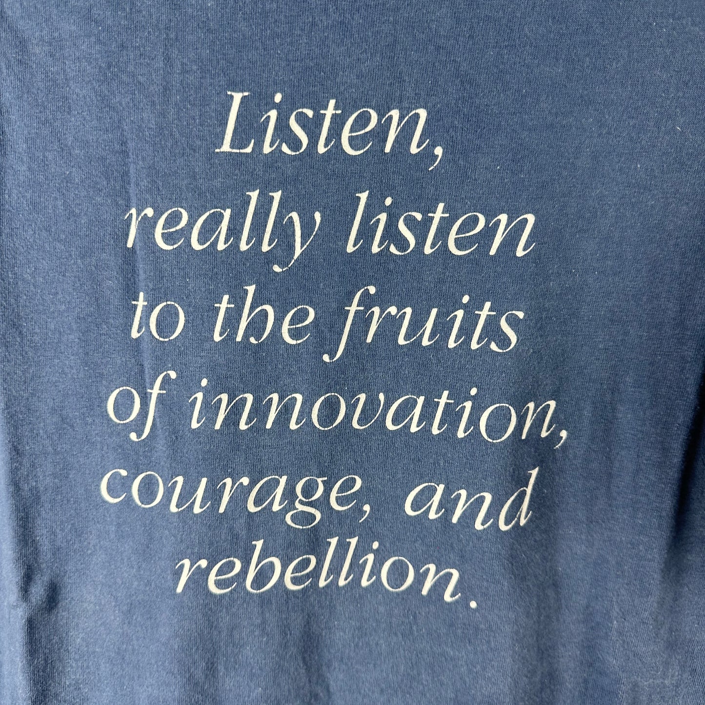 Vintage 90s Hear Music Innovation, Courage, and Rebellion Typography Single Stitch T-shirt