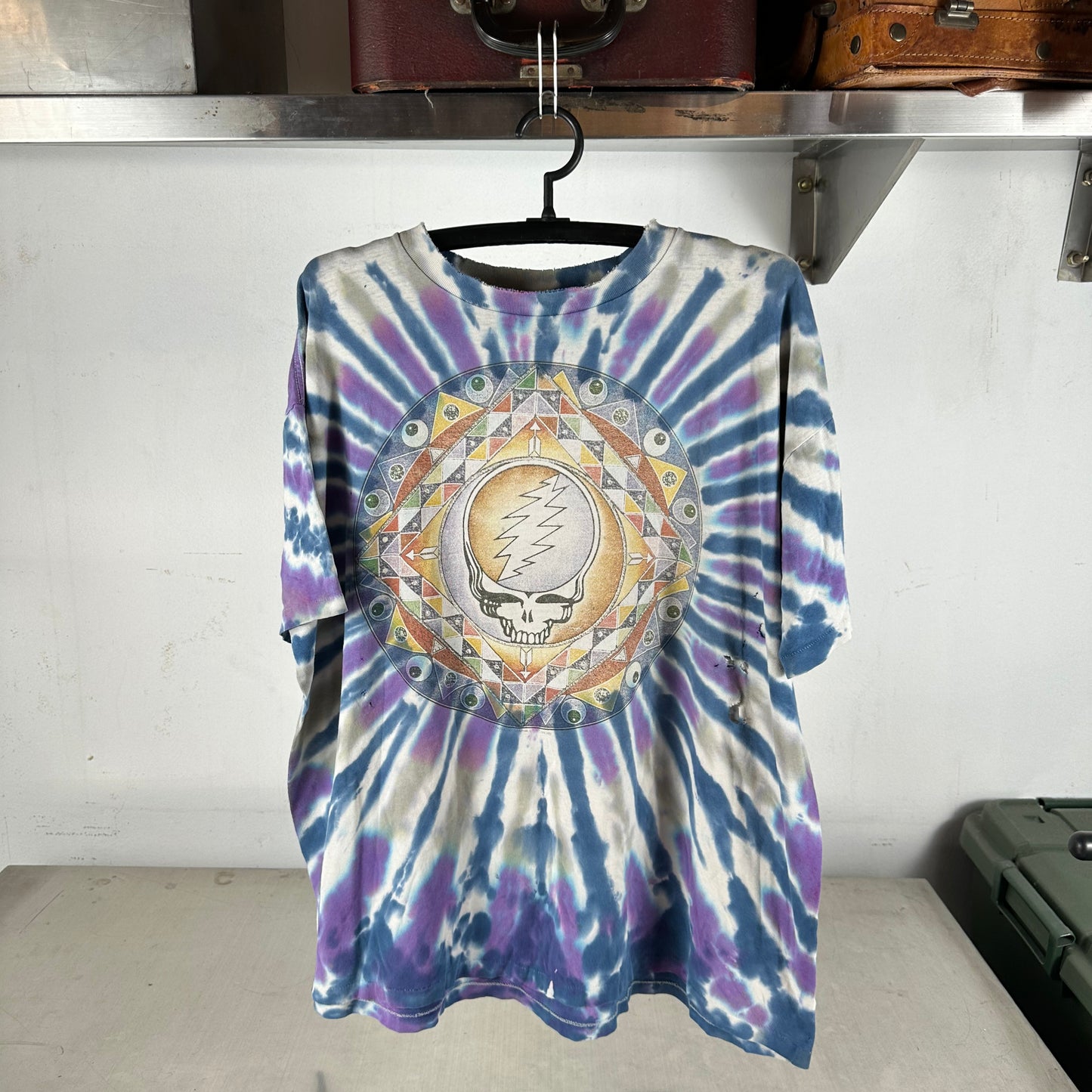 Vintage 90s Grateful Dead Skull Rock Band Tie-dye Single Stitch Distressed &nbsp;T-shirt
