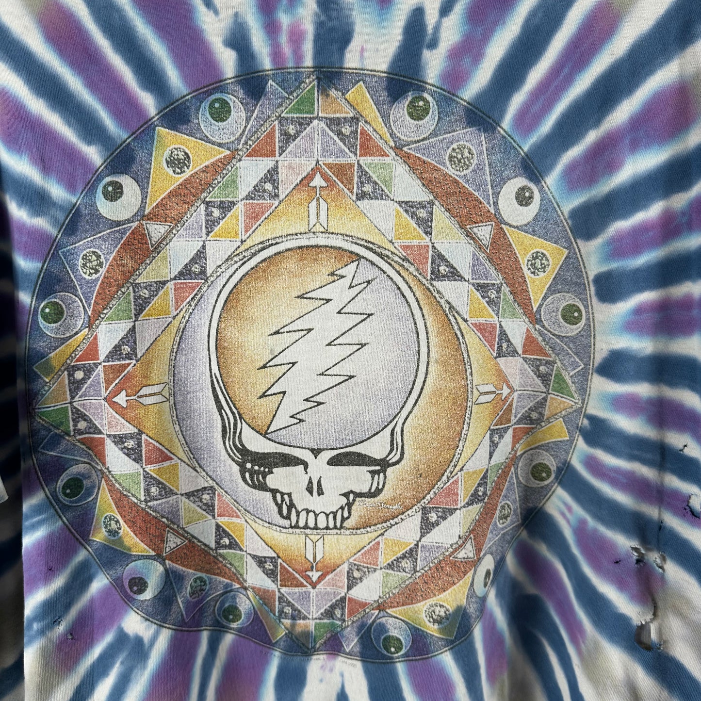 Vintage 90s Grateful Dead Skull Rock Band Tie-dye Single Stitch Distressed &nbsp;T-shirt