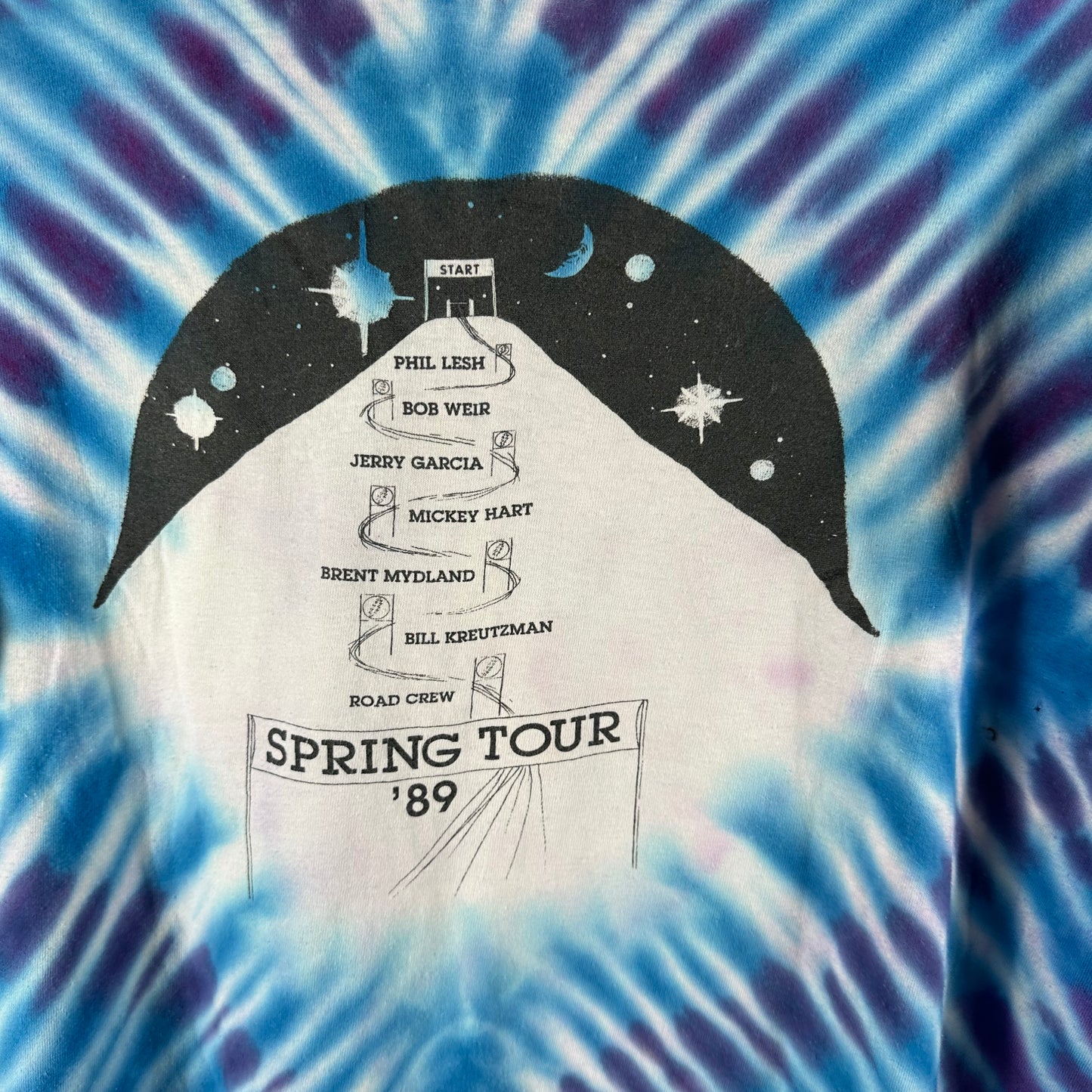 Vintage 1989 Grateful Dead Spring Tour Ski Graphic Rock Band Tie-dye T-shirt