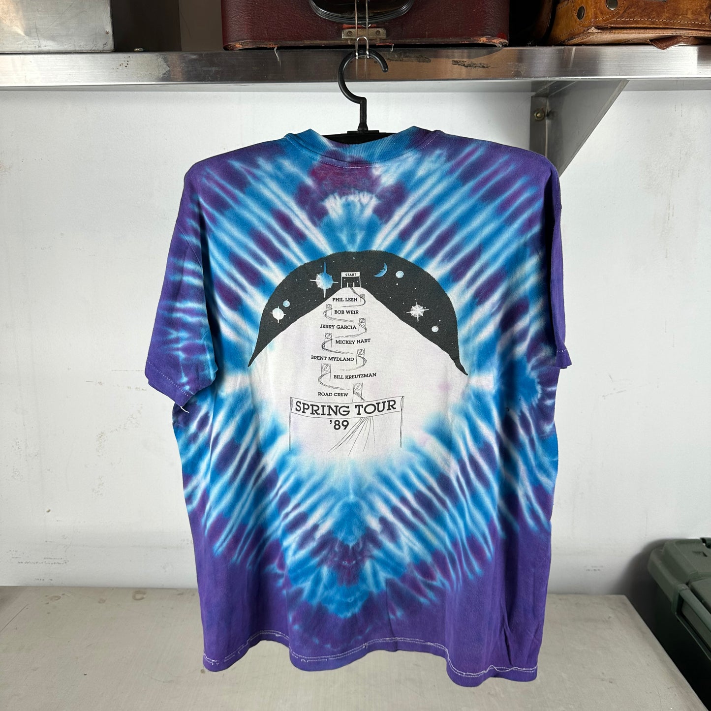 Vintage 1989 Grateful Dead Spring Tour Ski Graphic Rock Band Tie-dye T-shirt