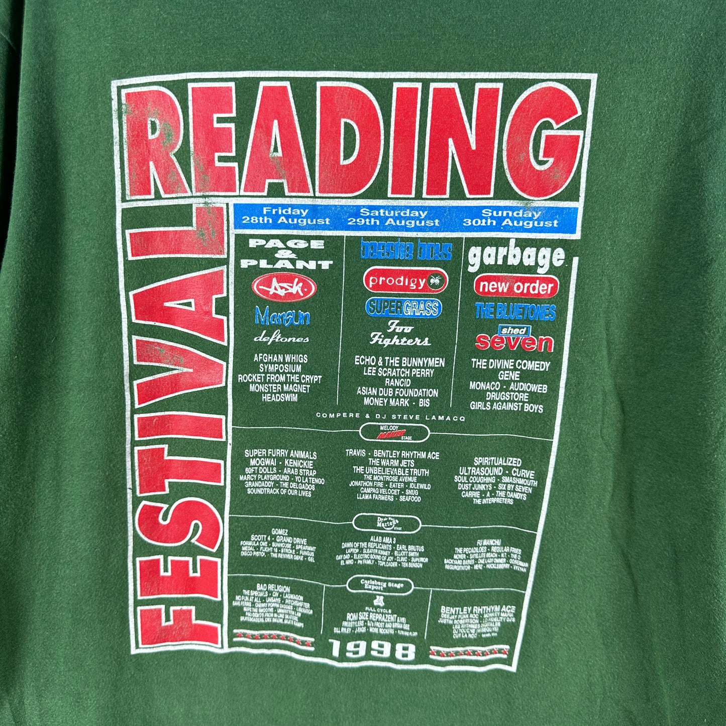 Vintage 1998 Reading Festival Beastie Boys Garbage Prodigy T-shirt