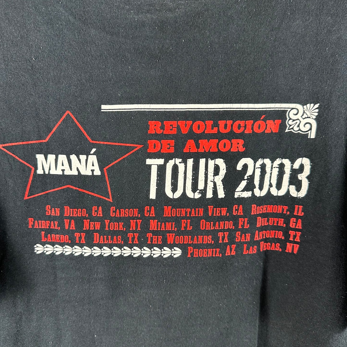 Vintage 2003 Mana Revolucion De Amor Tour Mexican Pop Band Concert T-shirt