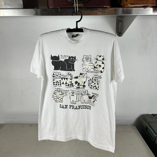 Vintage 1990 San Francisco Cats Artwork Graphic Single Stitch T-shirt