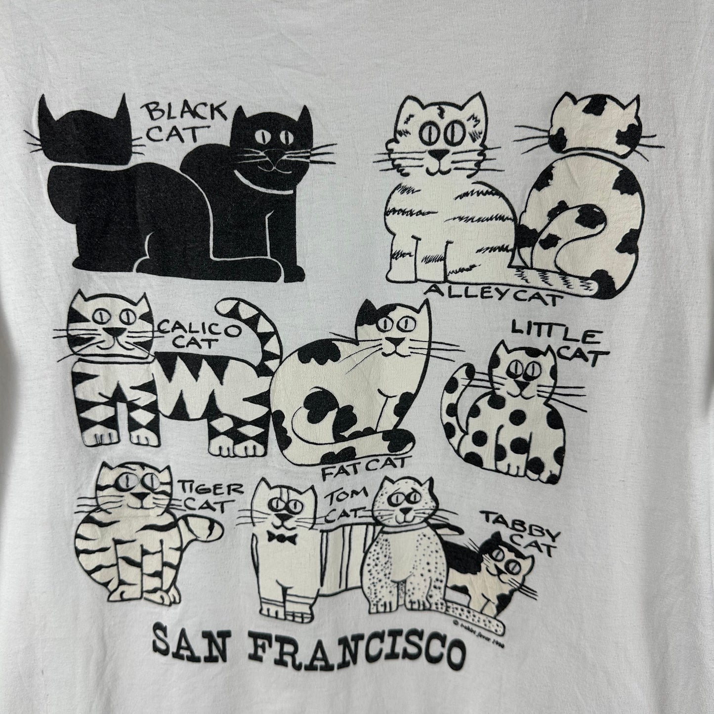 Vintage 1990 San Francisco Cats Artwork Graphic Single Stitch T-shirt