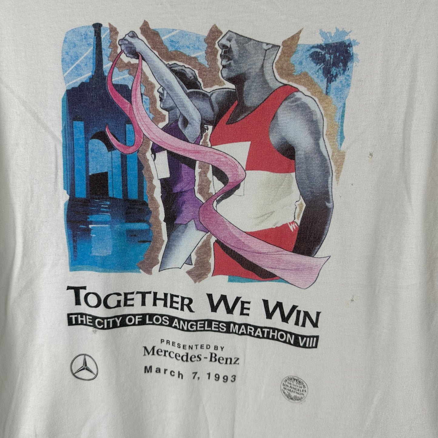 Vintage 1993 LA Marathon Mercedes Benz Nike Running Single Stitch T-shirt
