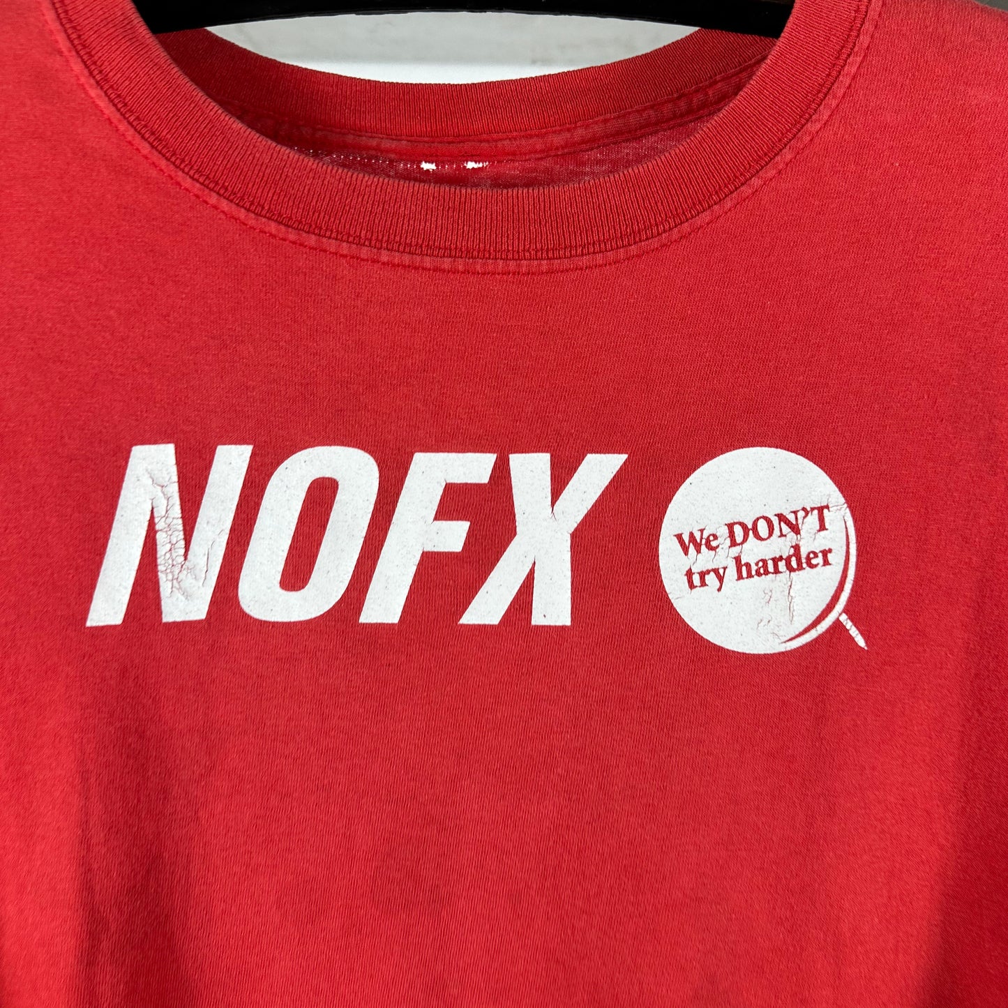 Vintage 2000s NOFX We Don't Try Harder Punk Disclaimer Graphic Rock Band T-shirt