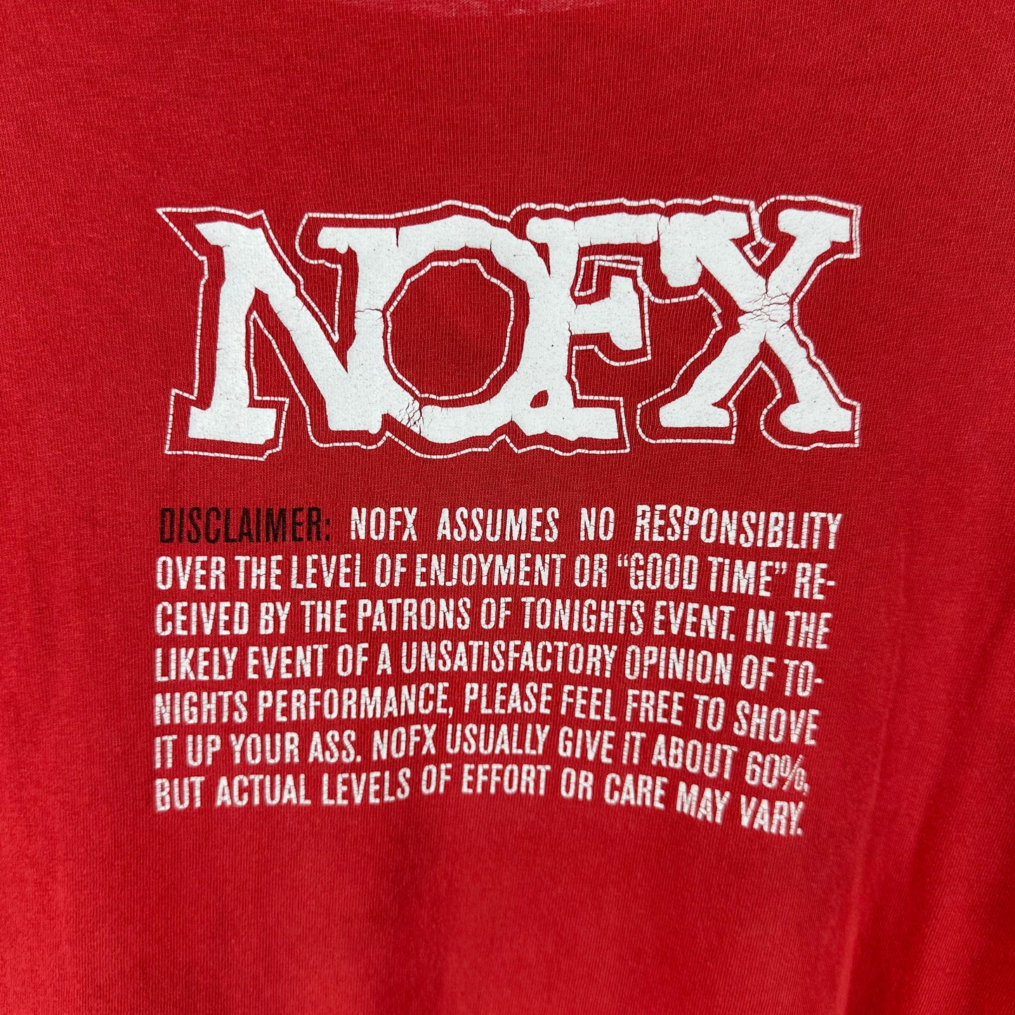 Vintage 2000s NOFX We Don't Try Harder Punk Disclaimer Graphic Rock Band T-shirt