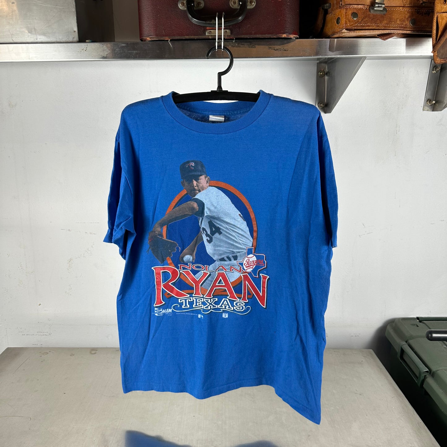 Vintage 1990 Nolan Ryan Texas Rangers MLB Salem Sportswear Graphic T-shirt
