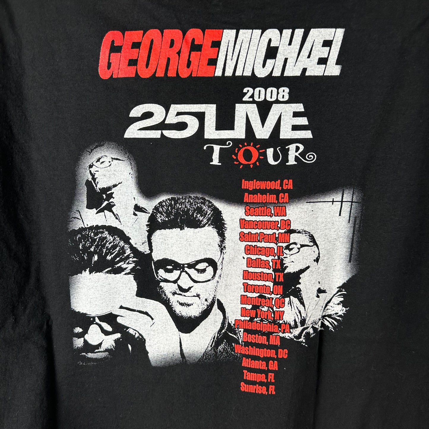 2008 George Michael 25Live Tour Concert Double Sided Graphic T-shirt