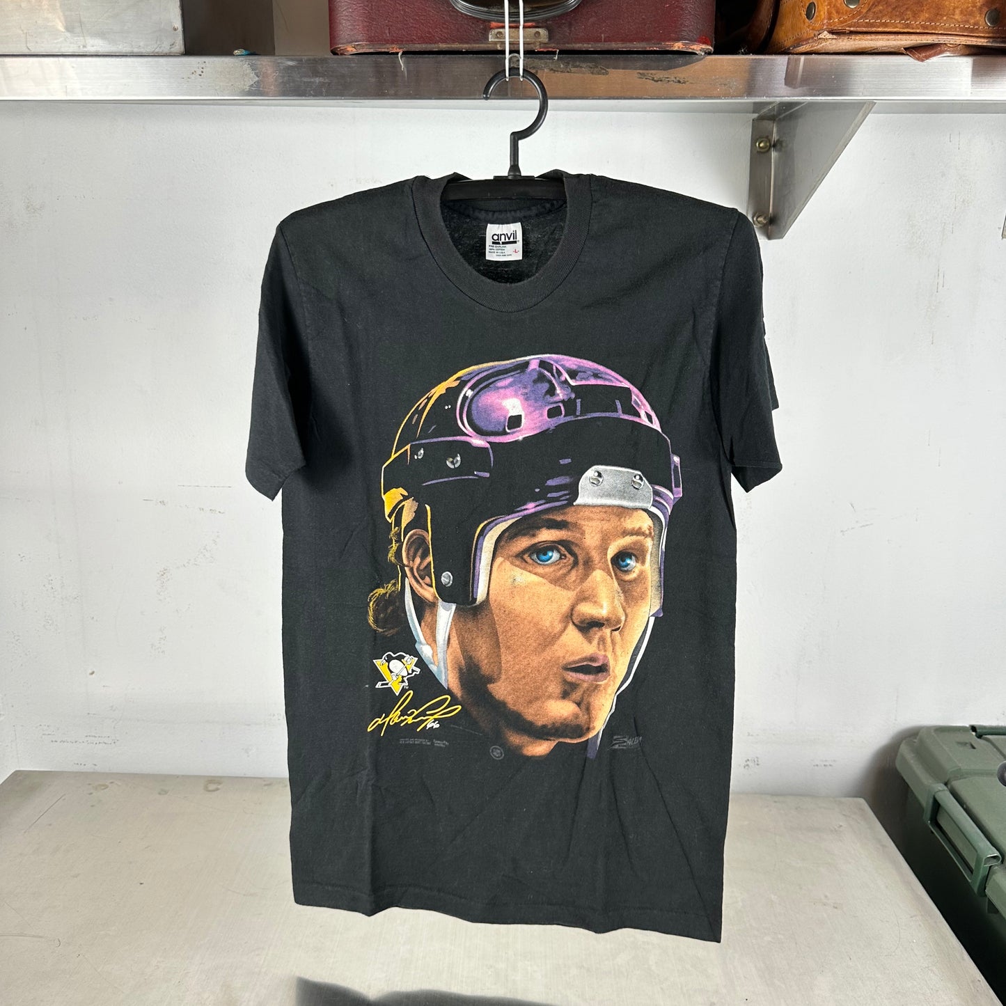 Vintage 90s Mario Lemieux Pittsburgh Penguins Big Face NHL Single Stitch T-shirt