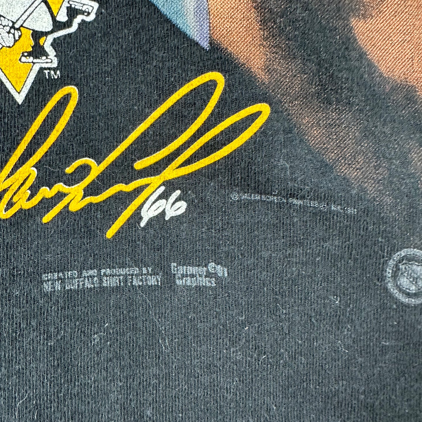 Vintage 90s Mario Lemieux Pittsburgh Penguins Big Face NHL Single Stitch T-shirt