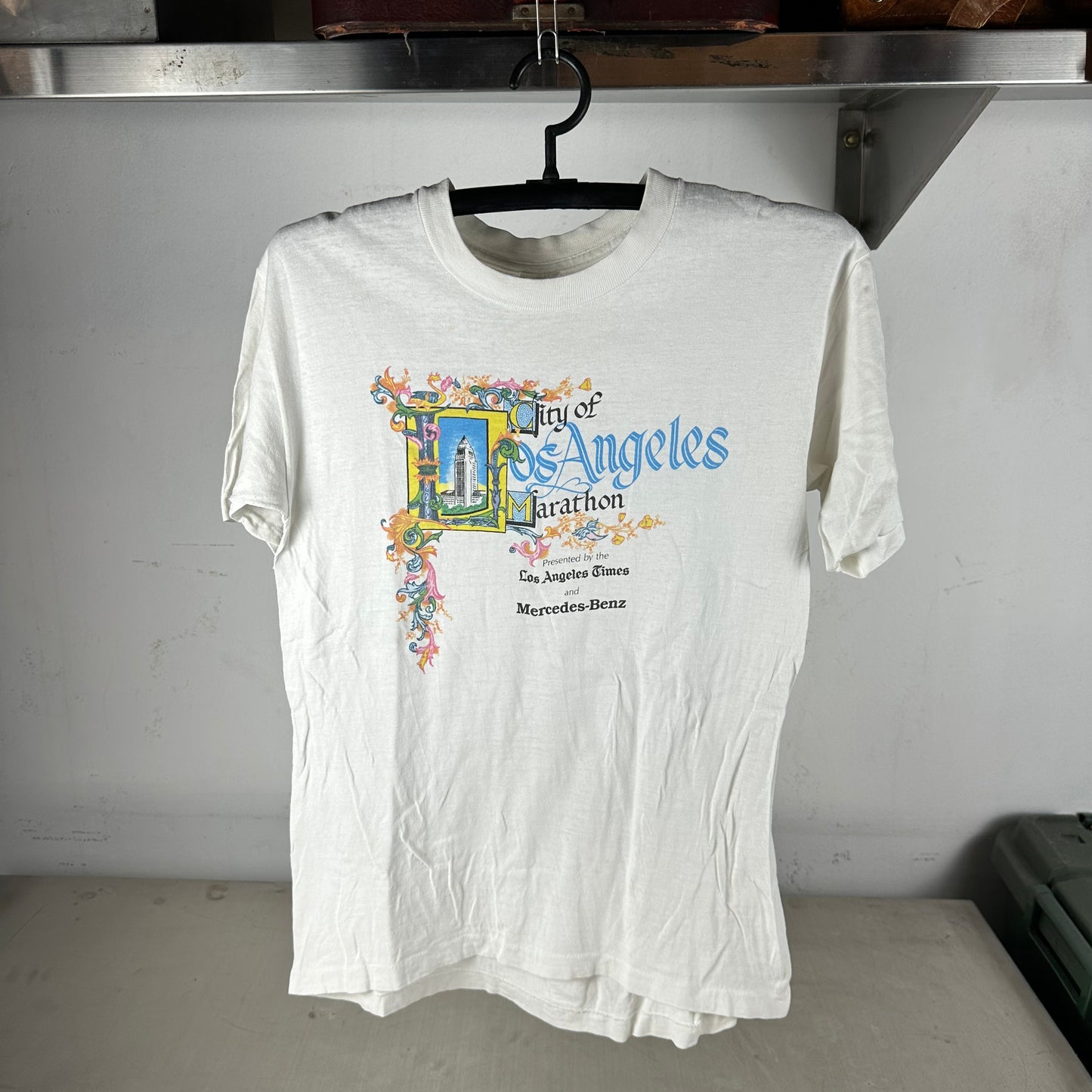 Vintage 80s Los Angeles Marathon Mercedes Benz Single Stitch Running T-shirt