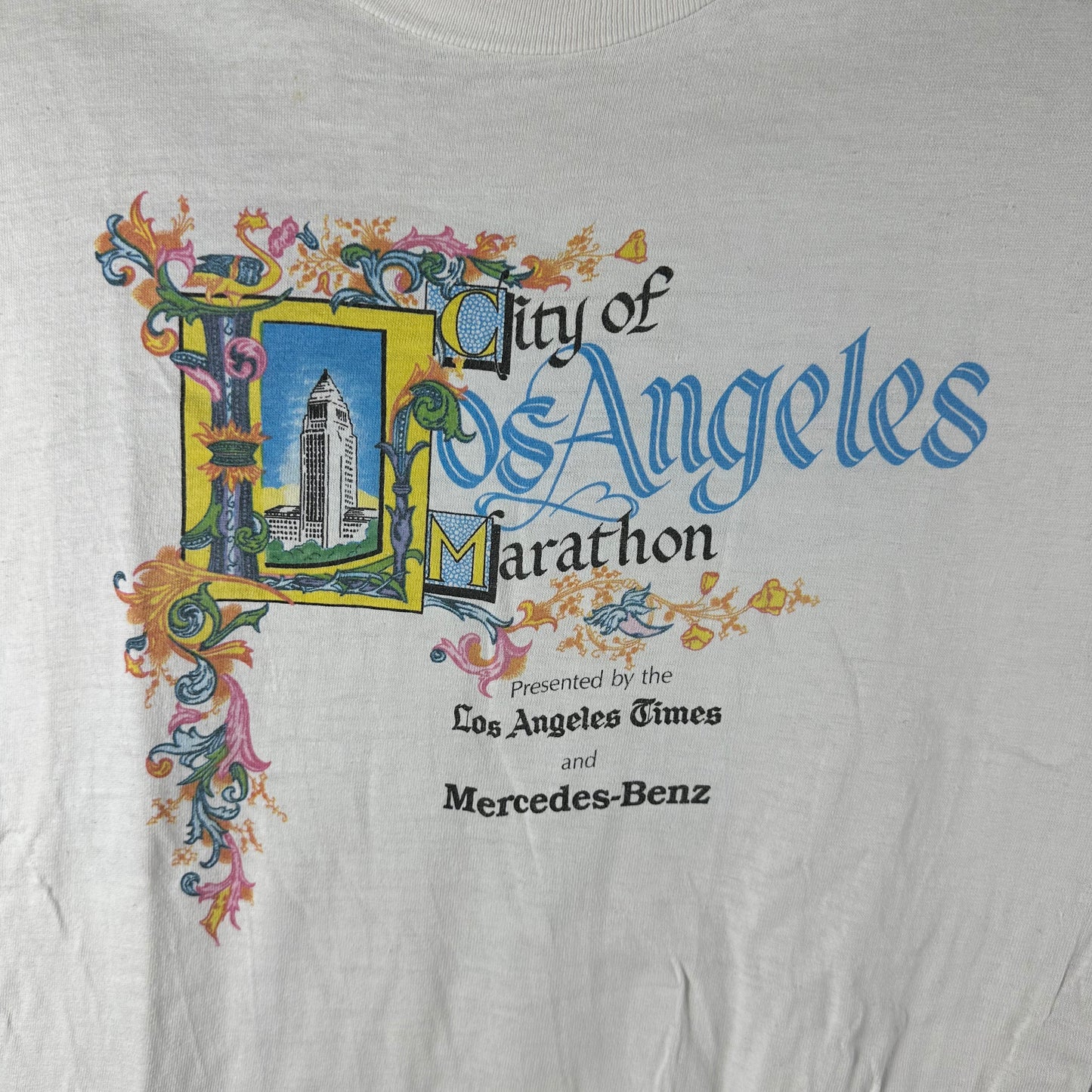 Vintage 80s Los Angeles Marathon Mercedes Benz Single Stitch Running T-shirt