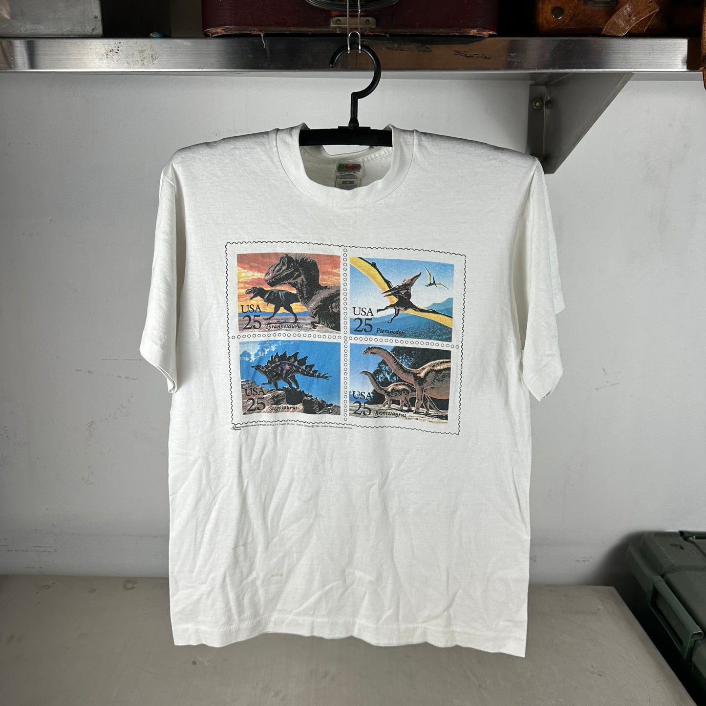 Vintage 1988 USPS Stamps Dinosaur Artwork Single Stitch T-shirt