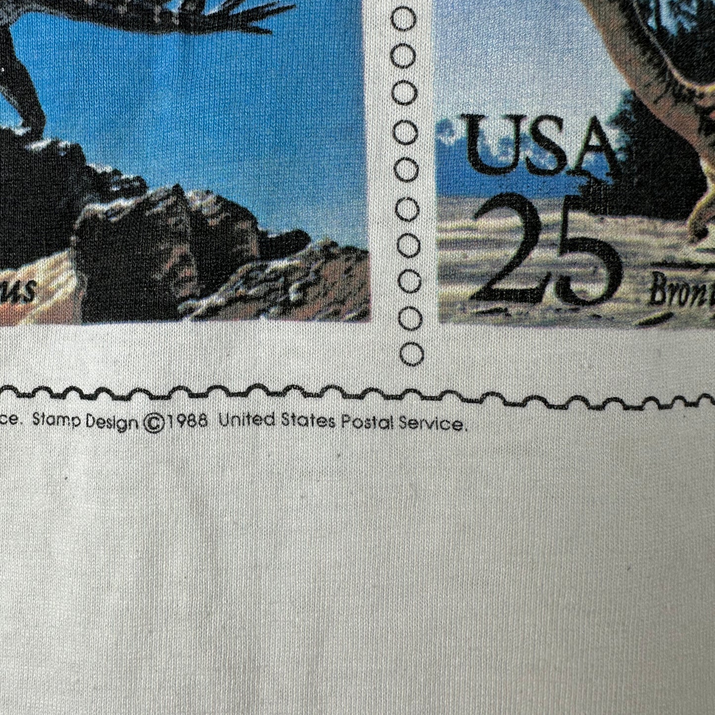 Vintage 1988 USPS Stamps Dinosaur Artwork Single Stitch T-shirt