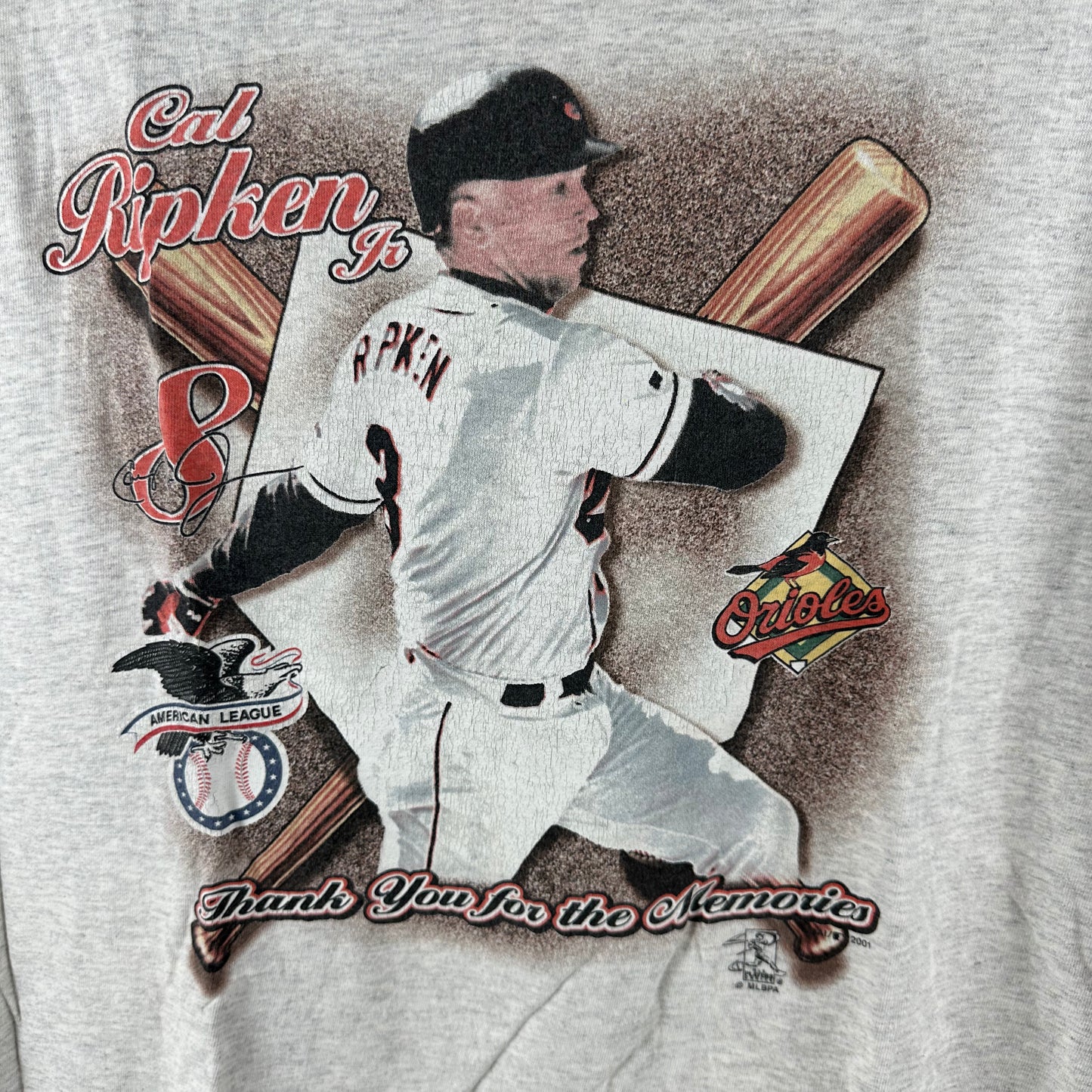 Vintage 2001 Cal Ripken Jr Baltimore Orioles MLB Graphic T-shirt
