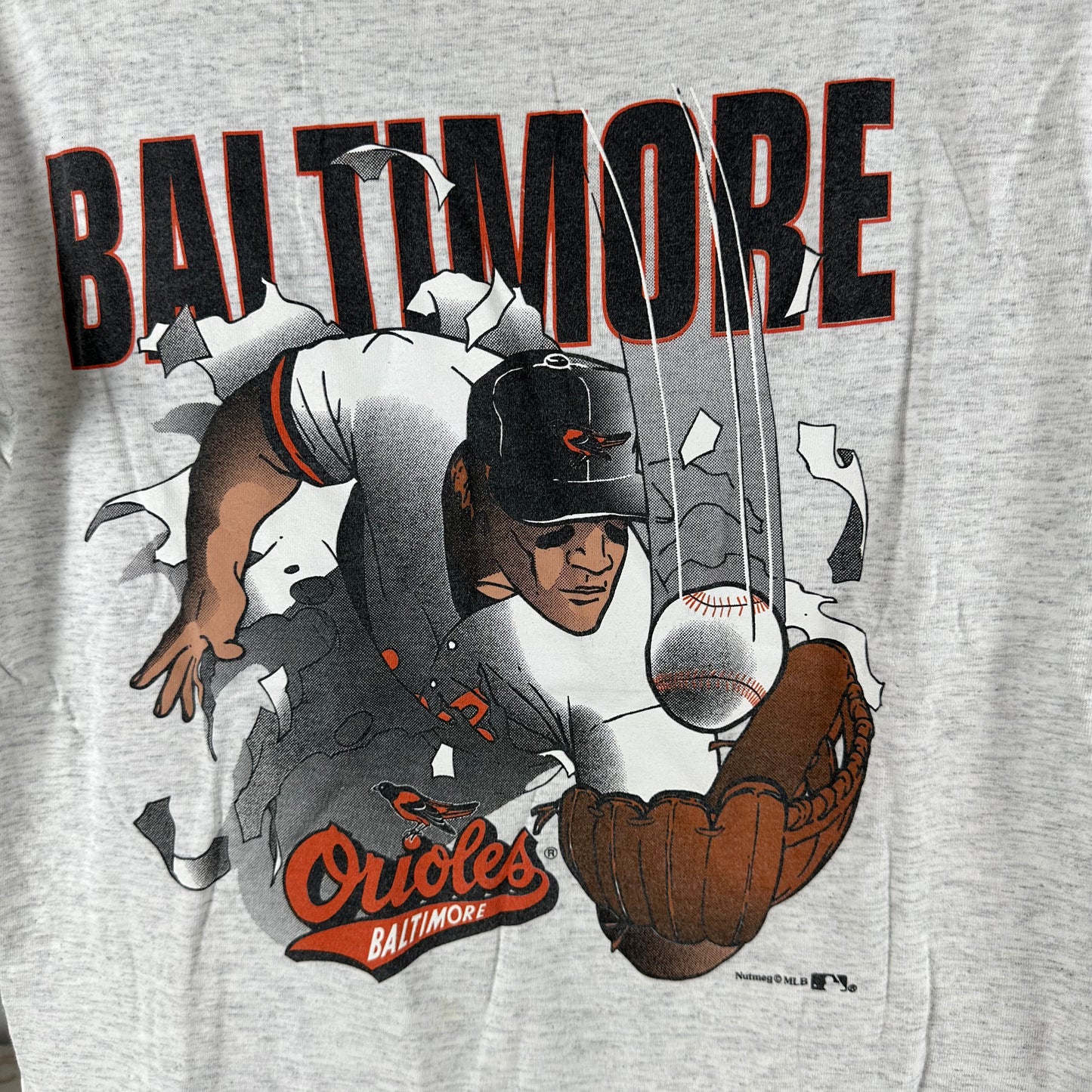 Vintage 90s Baltimore Orioles Baseball MLB Nutmeg Breakthrough Graphic T-shirt