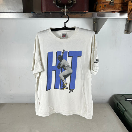 Vintage 90s Nike Bo Jackson Hit &amp; Run Graphic Baseball Football T-shirt