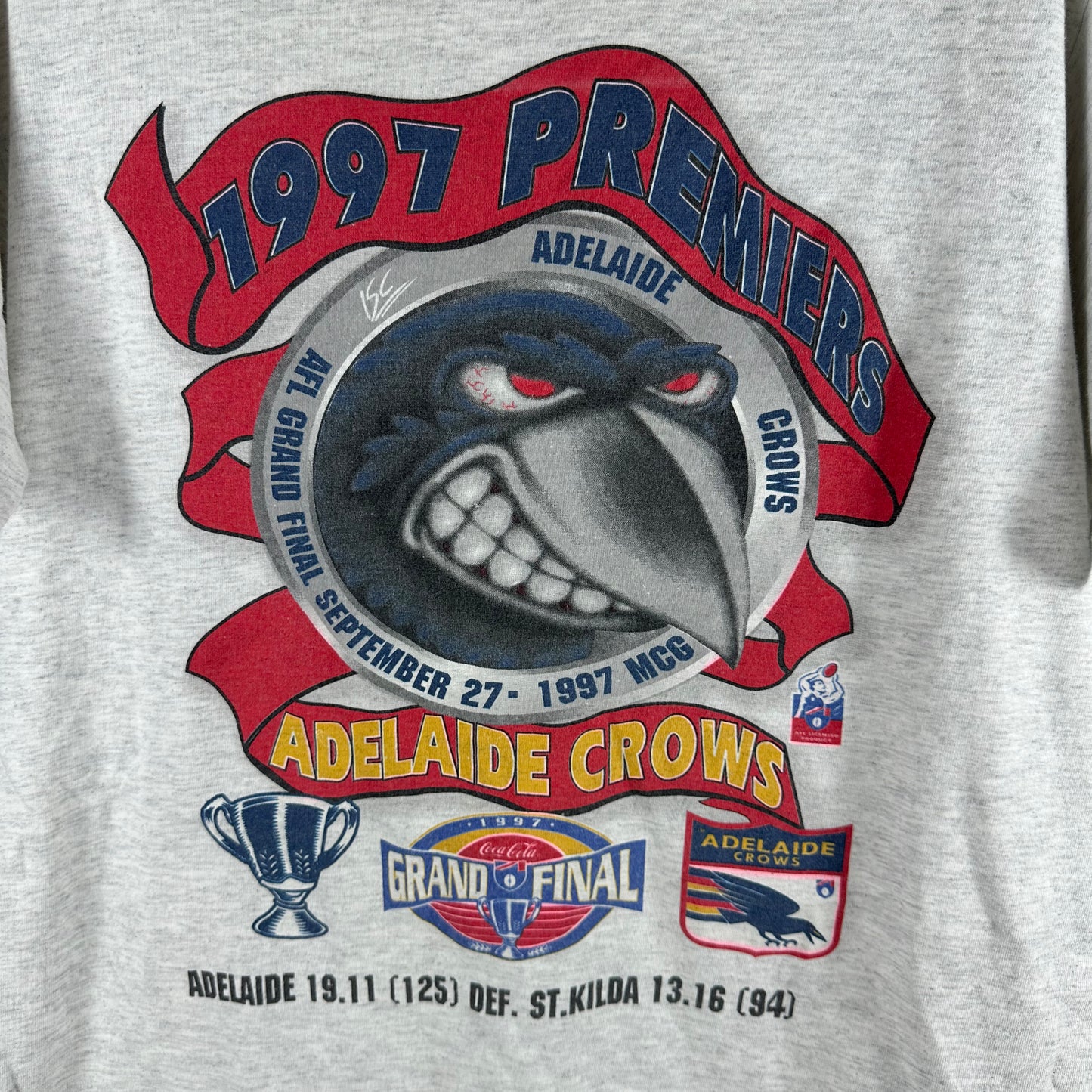 Vintage 1997 Adelaide Crows AFL Grand Finals Premiers Graphic T-shirt