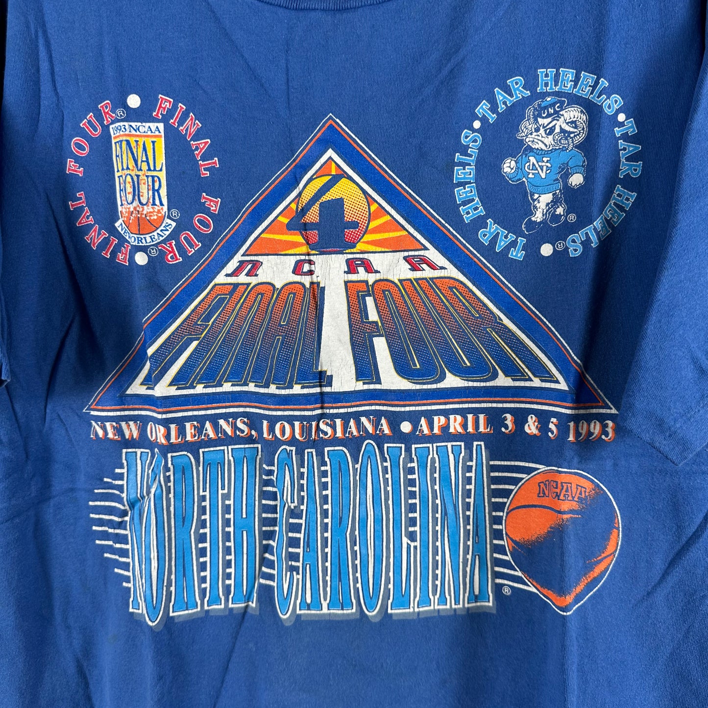 Vintage 1993 UNC Tar Heels Basketball NCAA Final Four Single Stitch T-shirt