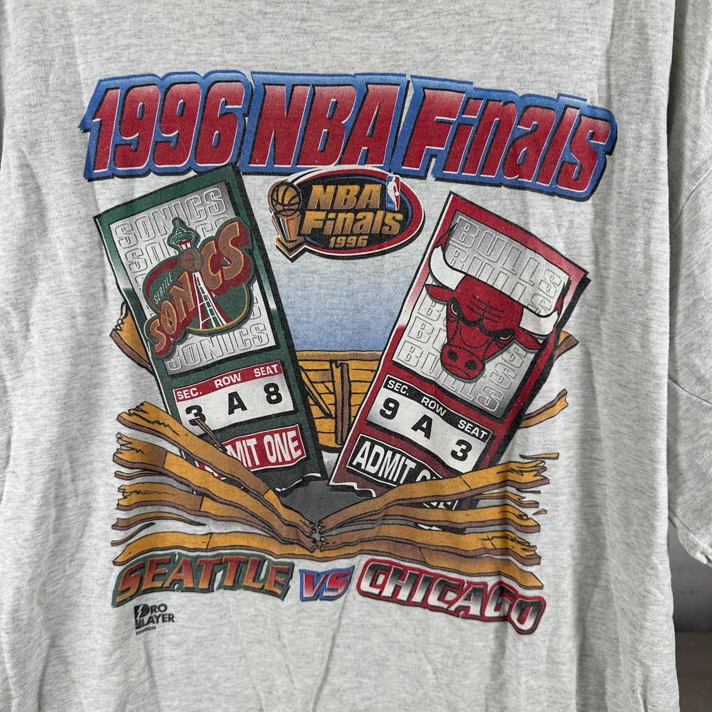 Vintage 1996 NBA Finals Seattle Supersonics VS Chicago Bulls Single Stitch T-shirt