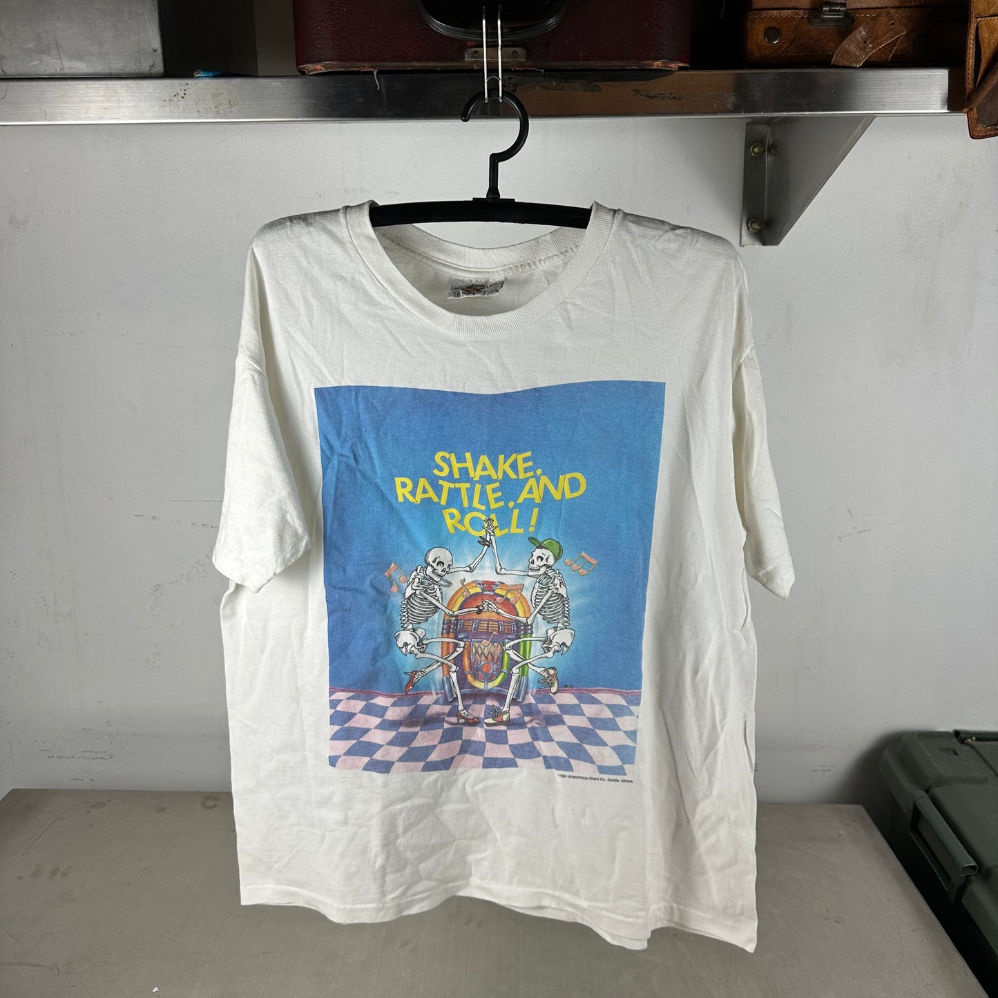 Vintage 1991 Shake, Rattle, and Roll! Anatomical Hits Graphic Single Stitch T-shirt