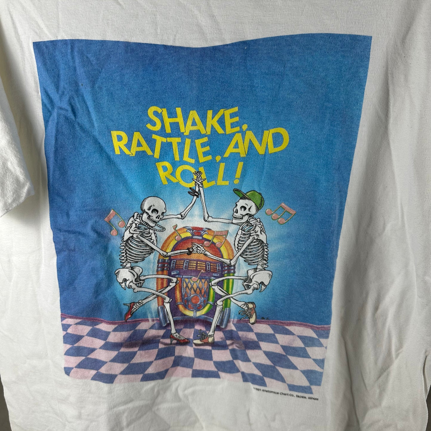 Vintage 1991 Shake, Rattle, and Roll! Anatomical Hits Graphic Single Stitch T-shirt