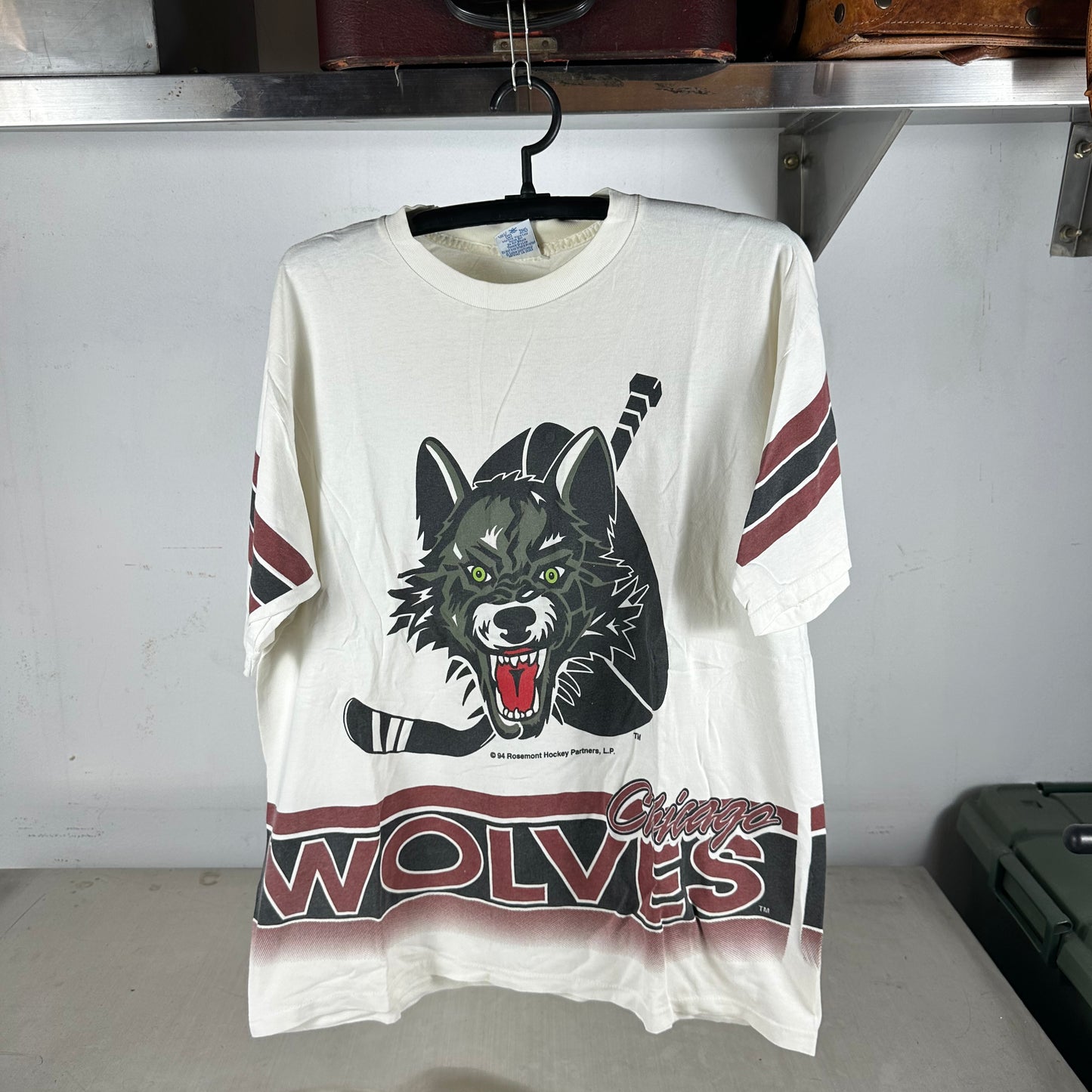 Vintage 1994 Chicago Wolves AHL Salem Sportswear Jersey AOP Graphic T-shirt