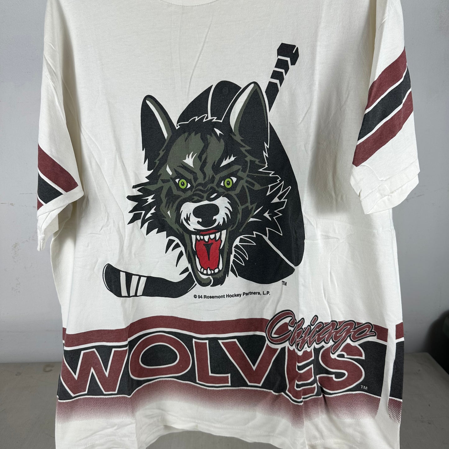 Vintage 1994 Chicago Wolves AHL Salem Sportswear Jersey AOP Graphic T-shirt