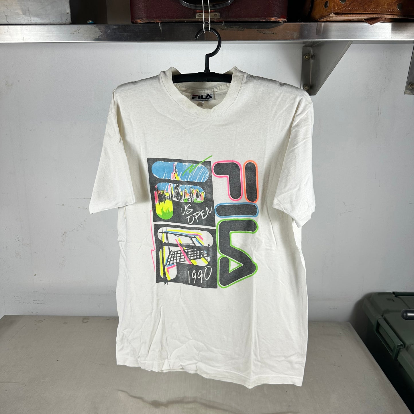 Vintage 1990 Fila US Open Tennis Championships Graphic Single Stitch T-shirt
