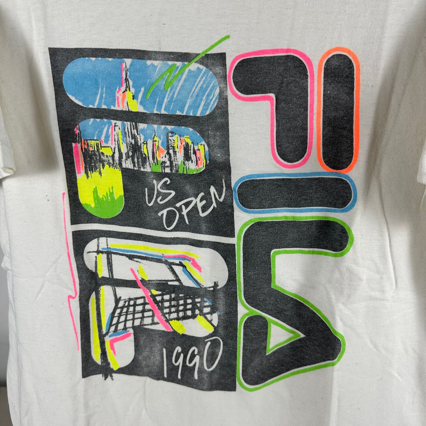 Vintage 1990 Fila US Open Tennis Championships Graphic Single Stitch T-shirt