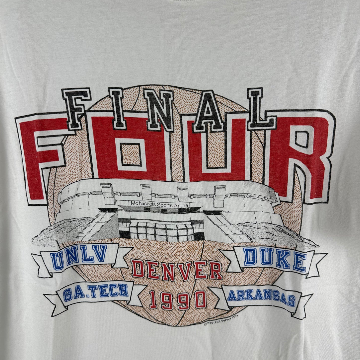 Vintage 1990 NCAA Basketball Final Four Graphic Single Stitch T-shirt