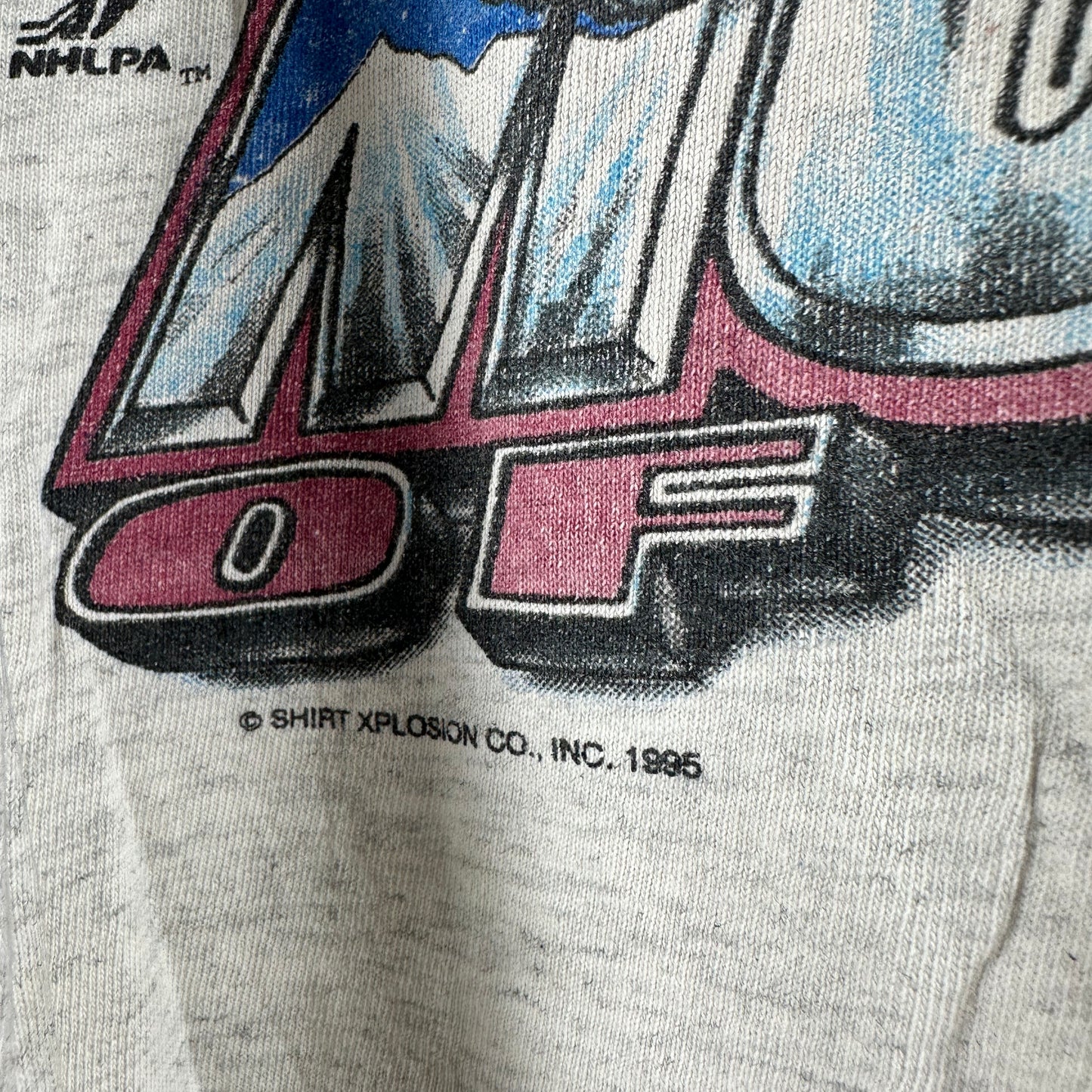 Vintage 1995 Patrick Roy Monster of the Ice Avalanche NHL Caricature Distressed T-shirt