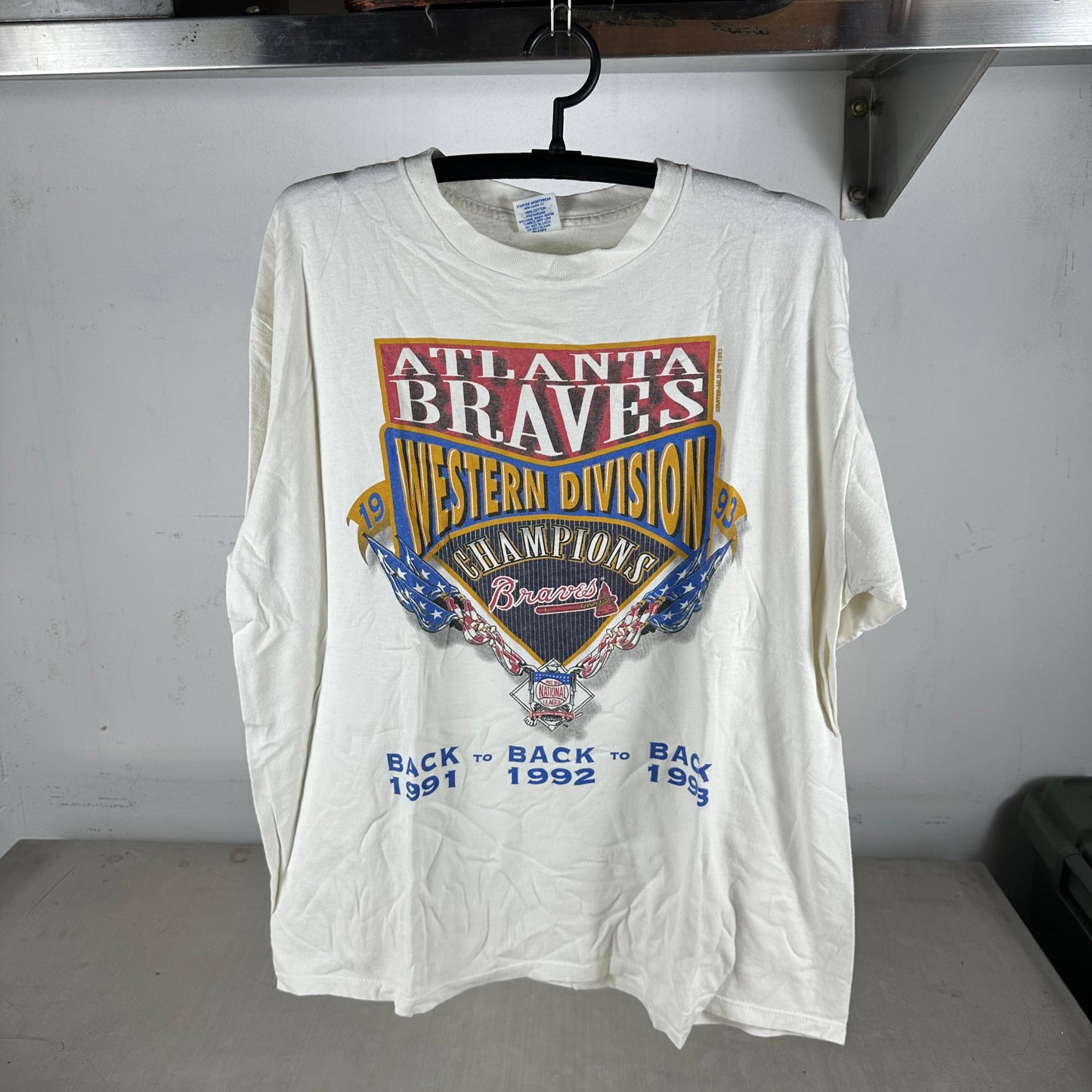 Vintage 1993 Atlanta Braves MLB Back to Back to Back Division Champions T-shirt
