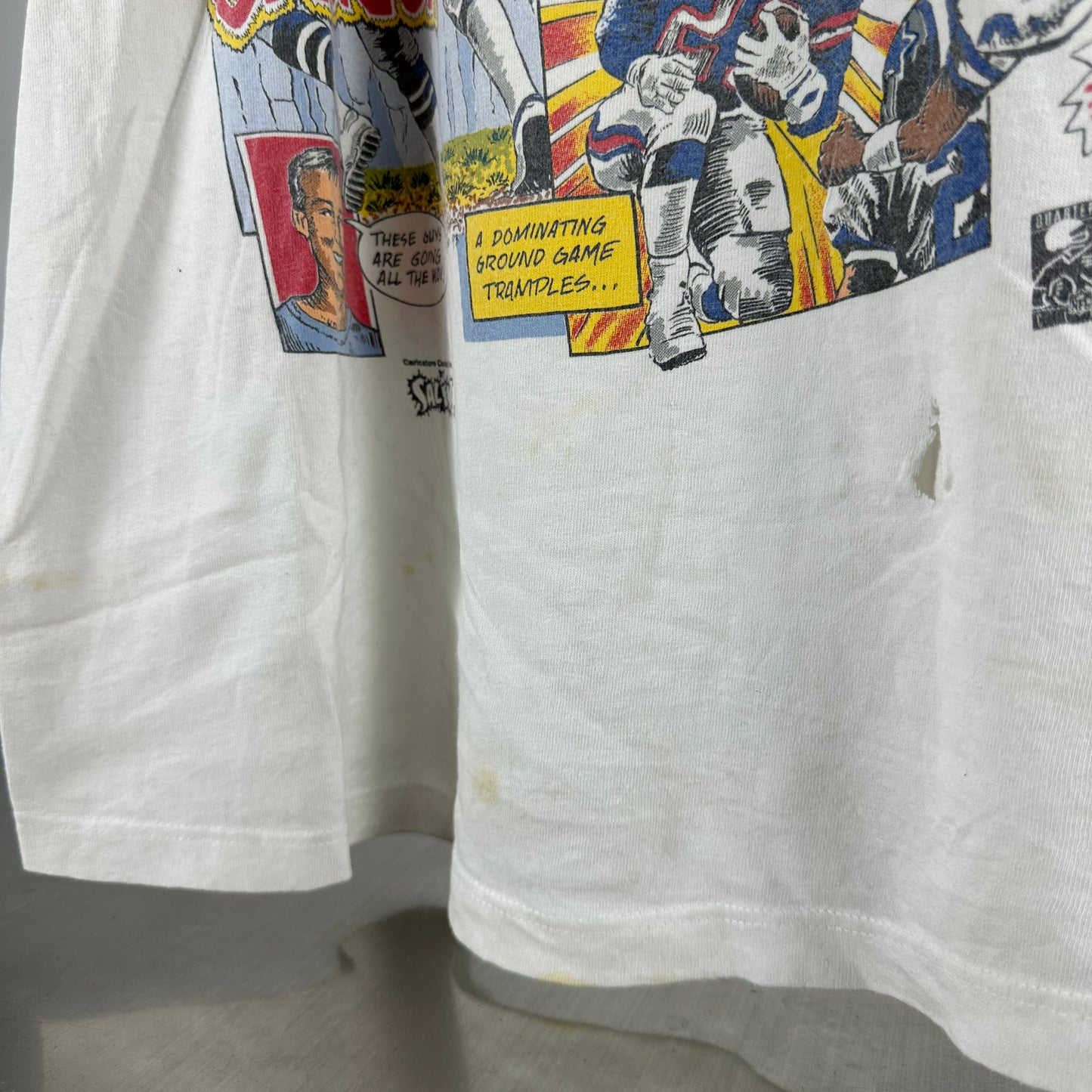 Vintage 90s New York Giants Salem Sportswear Comics NFL Single Stitch T-shirt