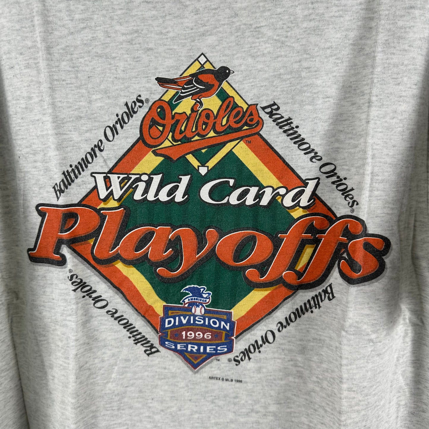 Vintage 1996 Baltimore Orioles Wild Card MLB Playoffs Single Stitch T-shirt